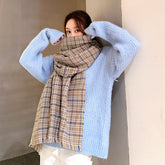 Double-Sided Imitated Cashmere Warm Plaid Scarf